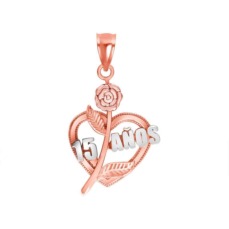 Quinceanera Heart Necklace (24K Gold Filled) – Rosarios Y Mas